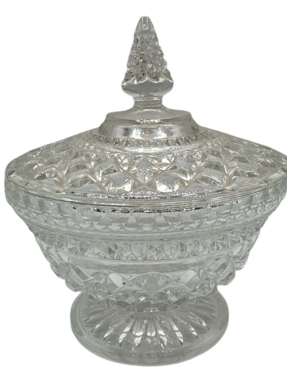 Vintage Anchor Hocking Wexford Pedestal Crystal Candy Dish With Lid